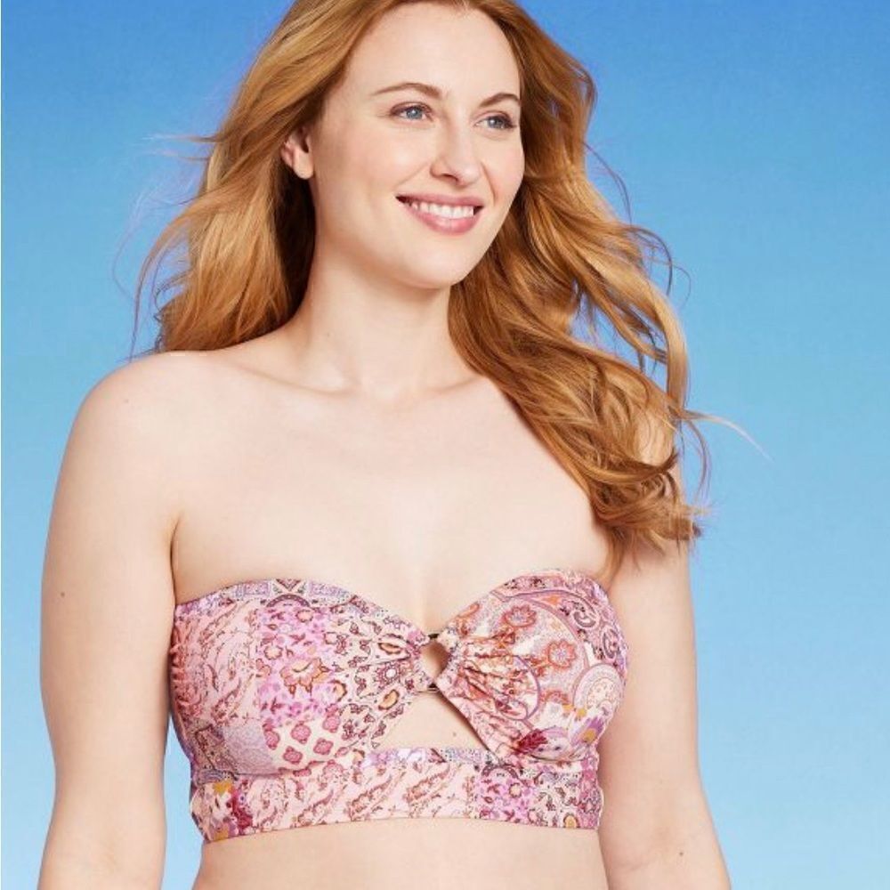 Shade & Shore Women's Hardware Cut Out Longline Bikini Top NWT 32B - Picture 9 of 10